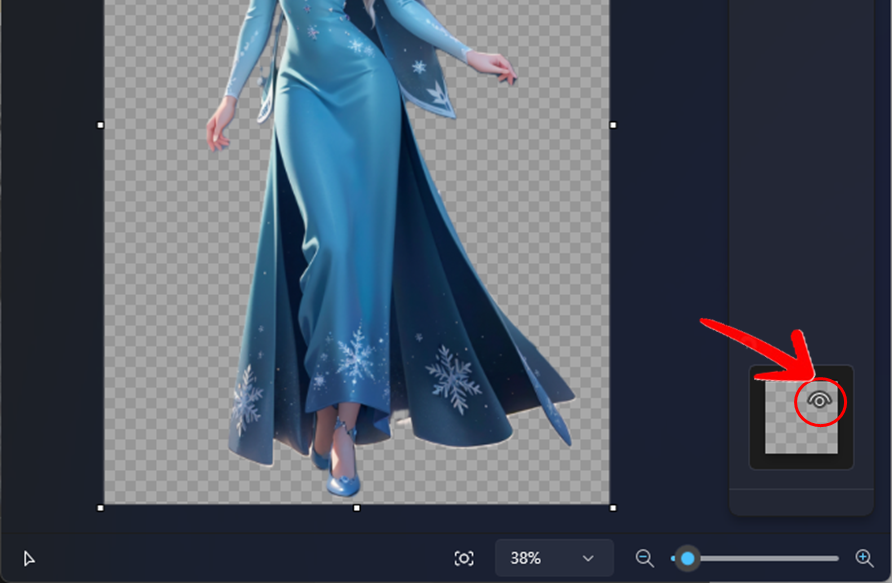 눈 모양의 아이콘 '배경 숨기기'를 클릭하여 배경 색상 숨기기