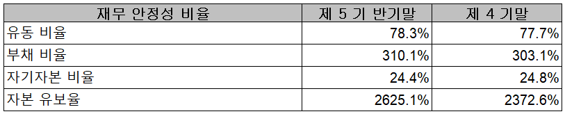 효성첨단소재 - 재무 안정성 비율