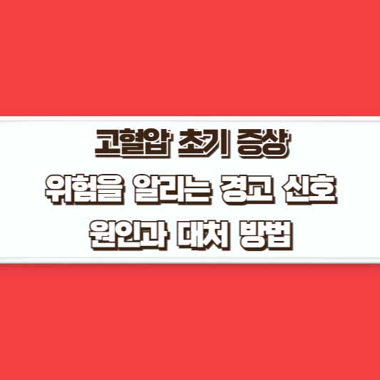 고혈압 초기 증상 위험을 알리는 경고 신호, 원인과 대처 방법