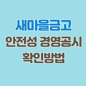  새마을금고 안전성 경영공시 확인하는 방법