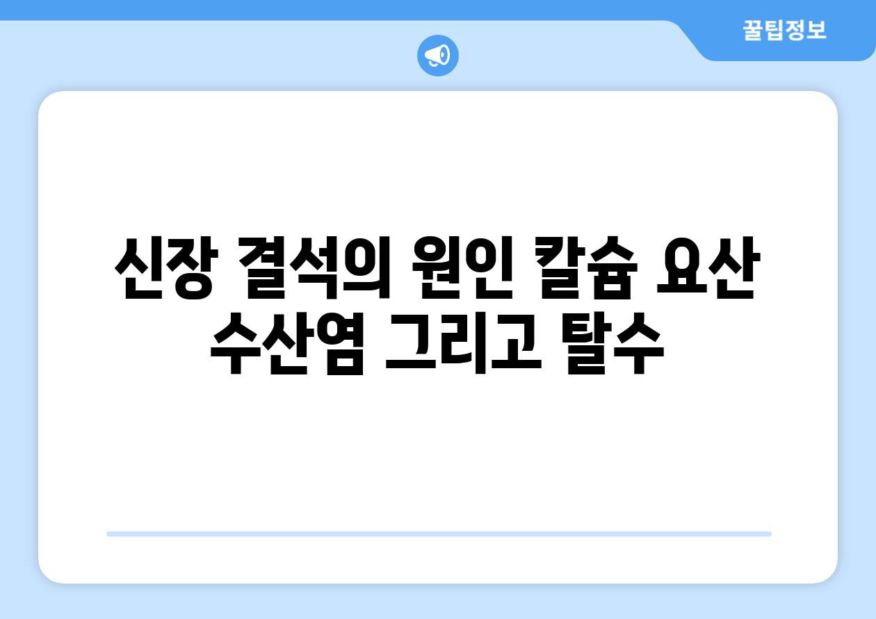 신장 결석의 원인 칼슘 요산 수산염 그리고 탈수