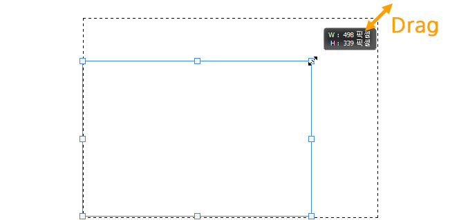 선택 영역의 크기를 조절한 예시