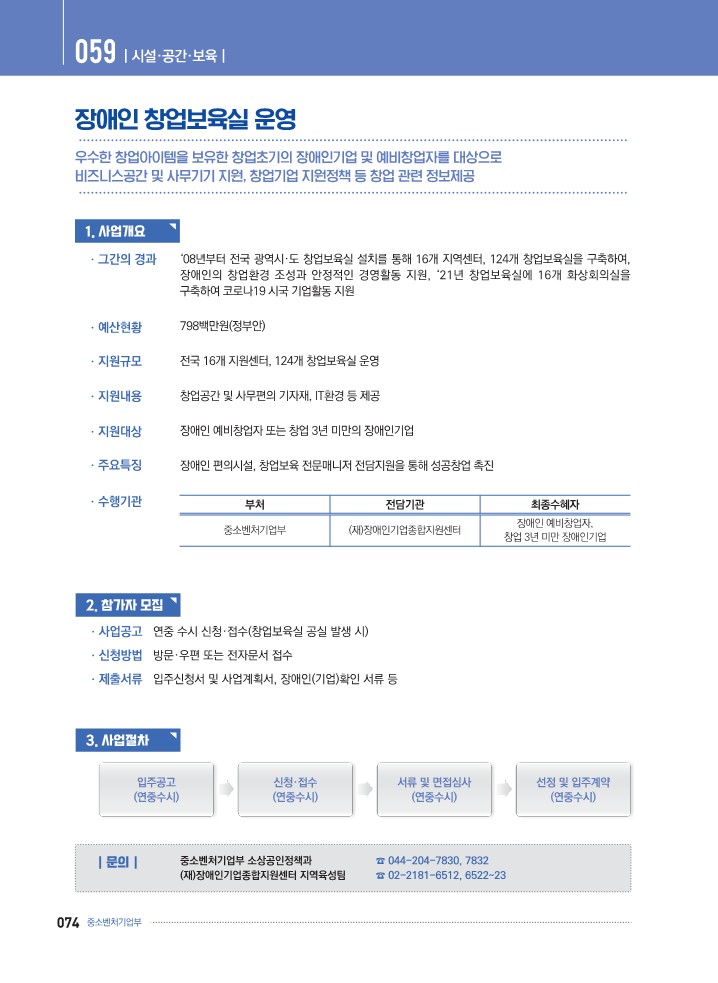  K-Startup[예비창업자] - 장애인 창업보육실 운영