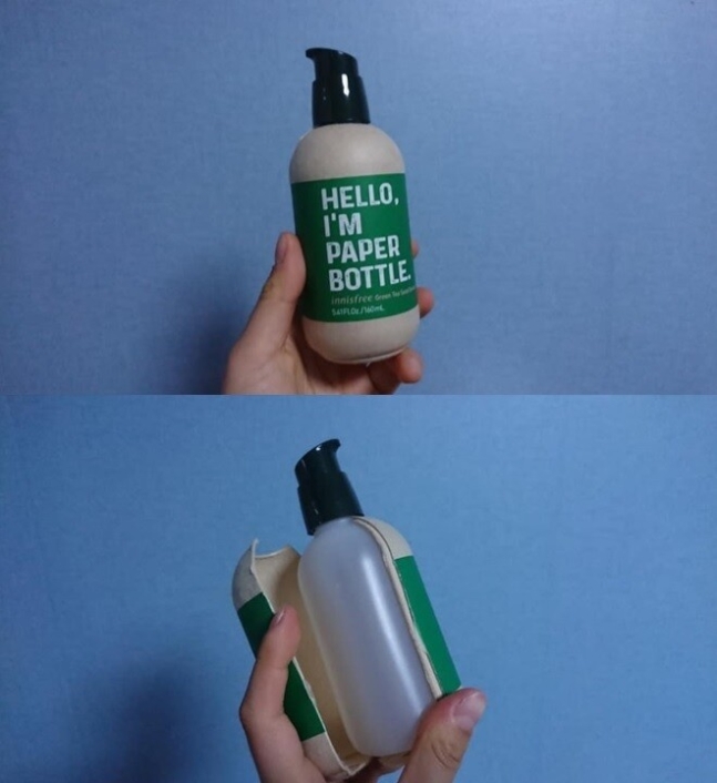  이니스프리의 뒤통수 종이용기라더니 까보니 플라스틱