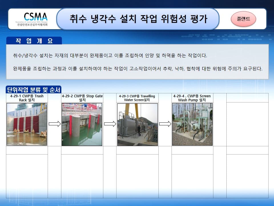  [건설공사 안전비법]_취수 냉각수 설치 작업 위험성평가 양식