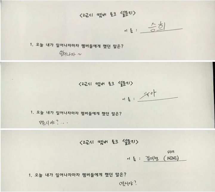  흔한 걸그룹의 솔직한 설문지