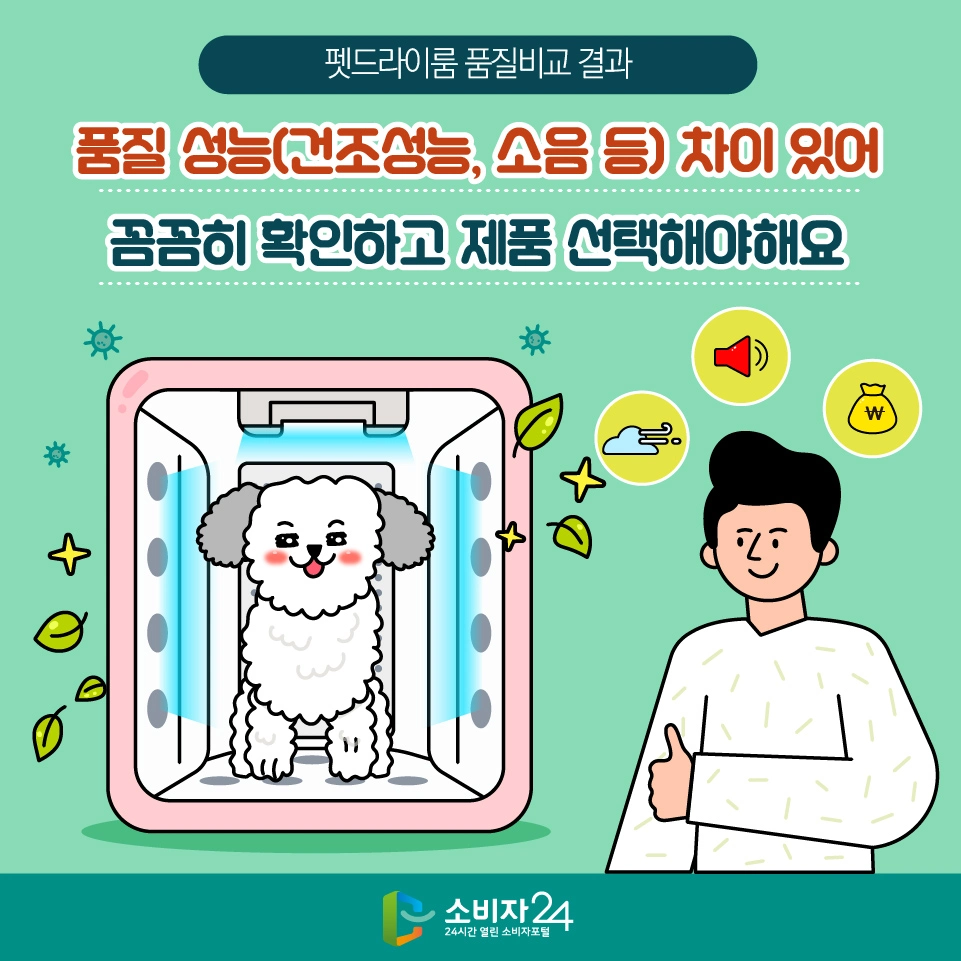 한국소비자원 반려동물 가전 펫드라이룸 품질 비교 털 건조 안정성 가격 경제성 넬로 디클펫 붐펫 캐치웰 페페 펫말리 히밍