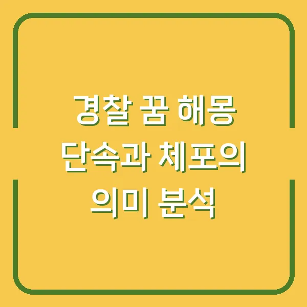 경찰 꿈 해몽 단속과 체포의 의미 분석