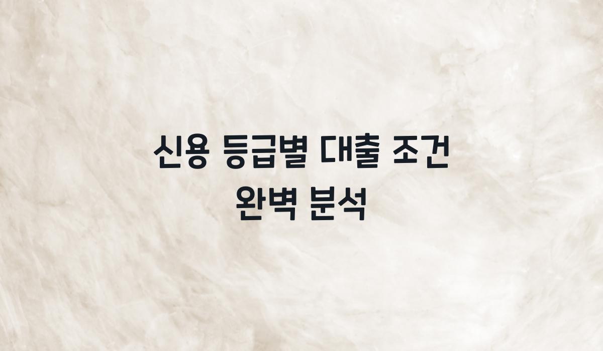 신용 등급별 대출 조건 완벽 분석