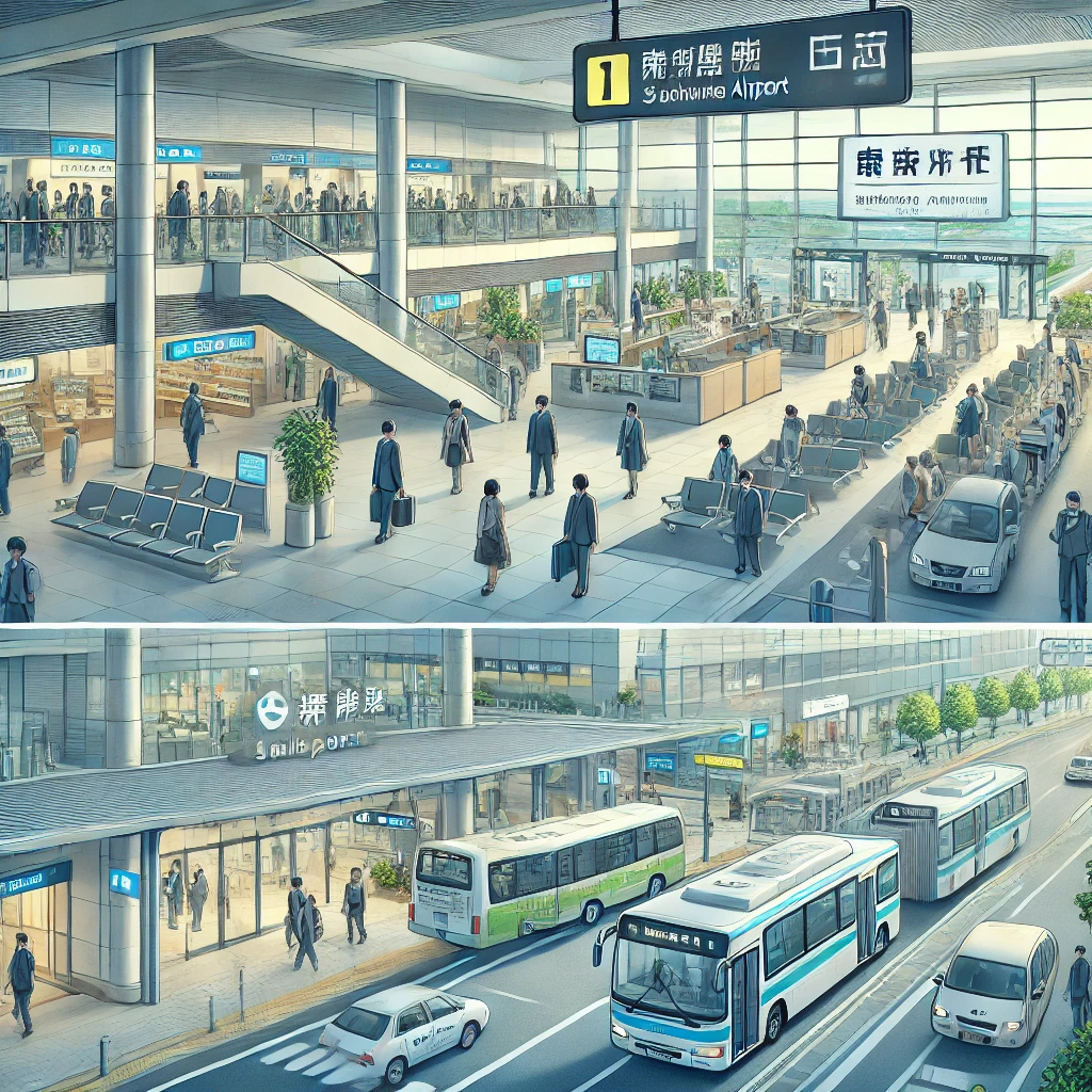 후쿠오카 공항 내부 &amp; 지하철/버스/택시 승강장