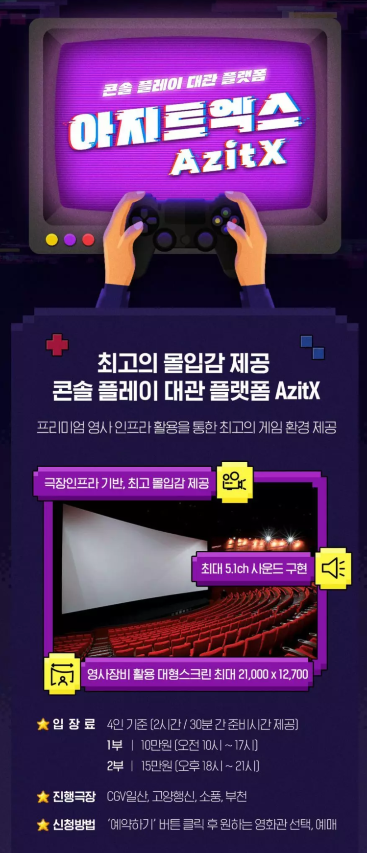  CJ CGV 주식 매수 적기는 언제? 아지트엑스 서비스로 보는 CGV의 어려움. 영화 스크린으로 콘솔 게임을 할수 있다? 벨트스크롤 게임하고 싶네...