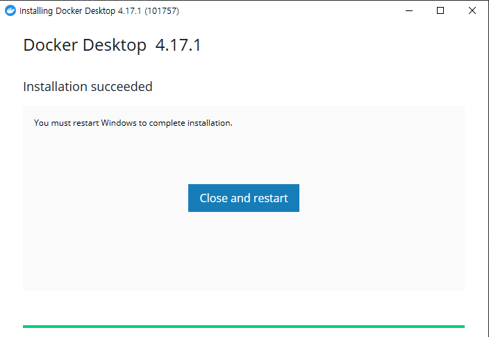 윈도우 도커 설치 성공