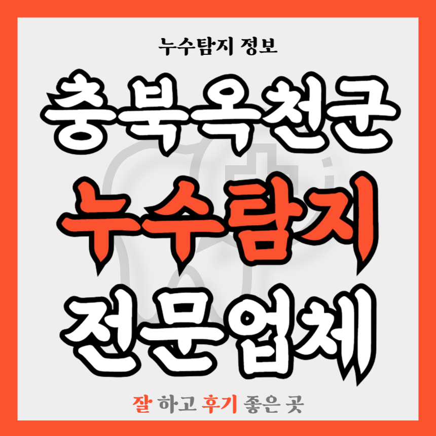 충북 옥천군 누수탐지업체 추천