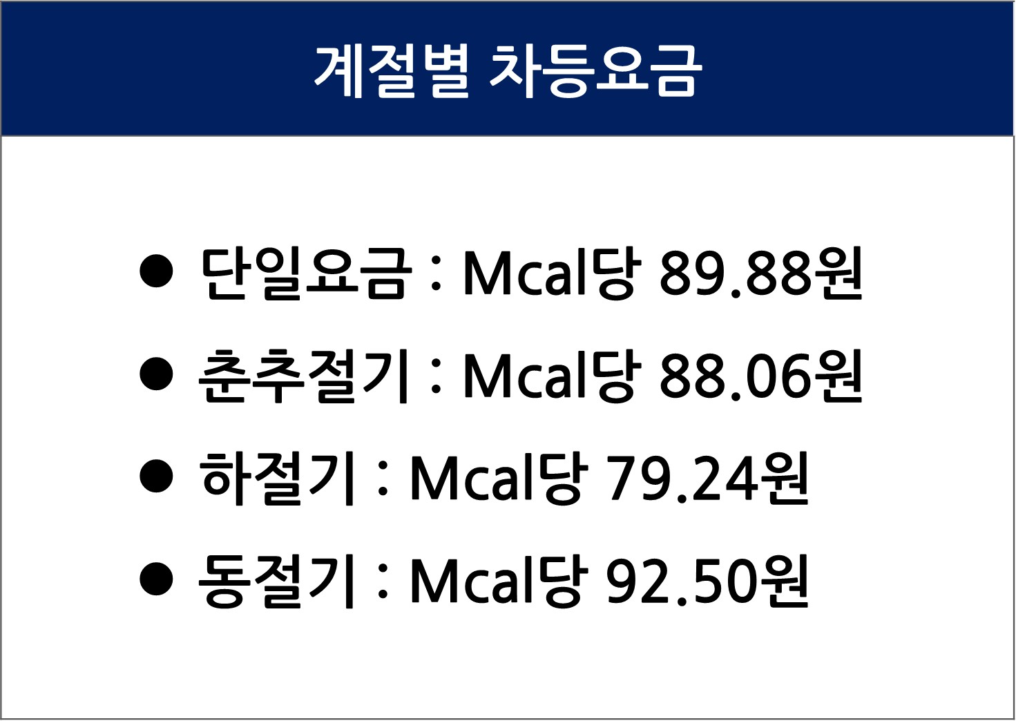 계절별 차등요금