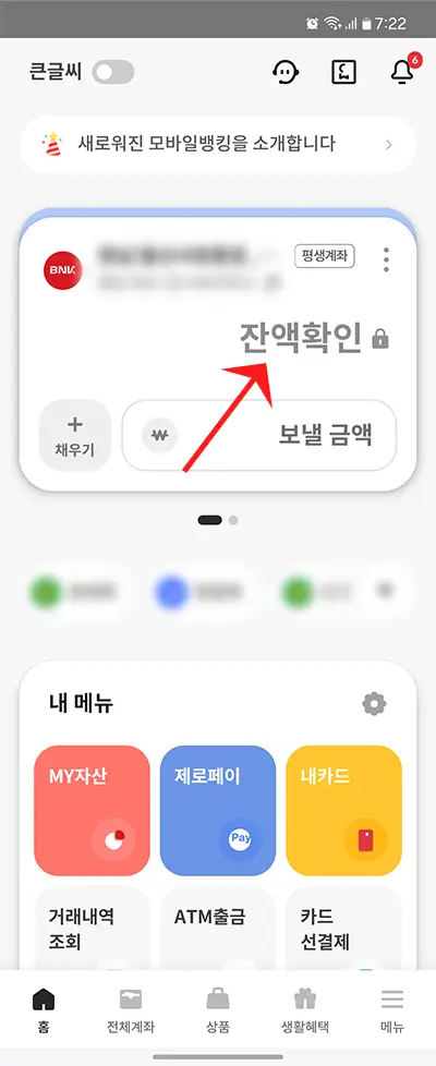 잔액선택 