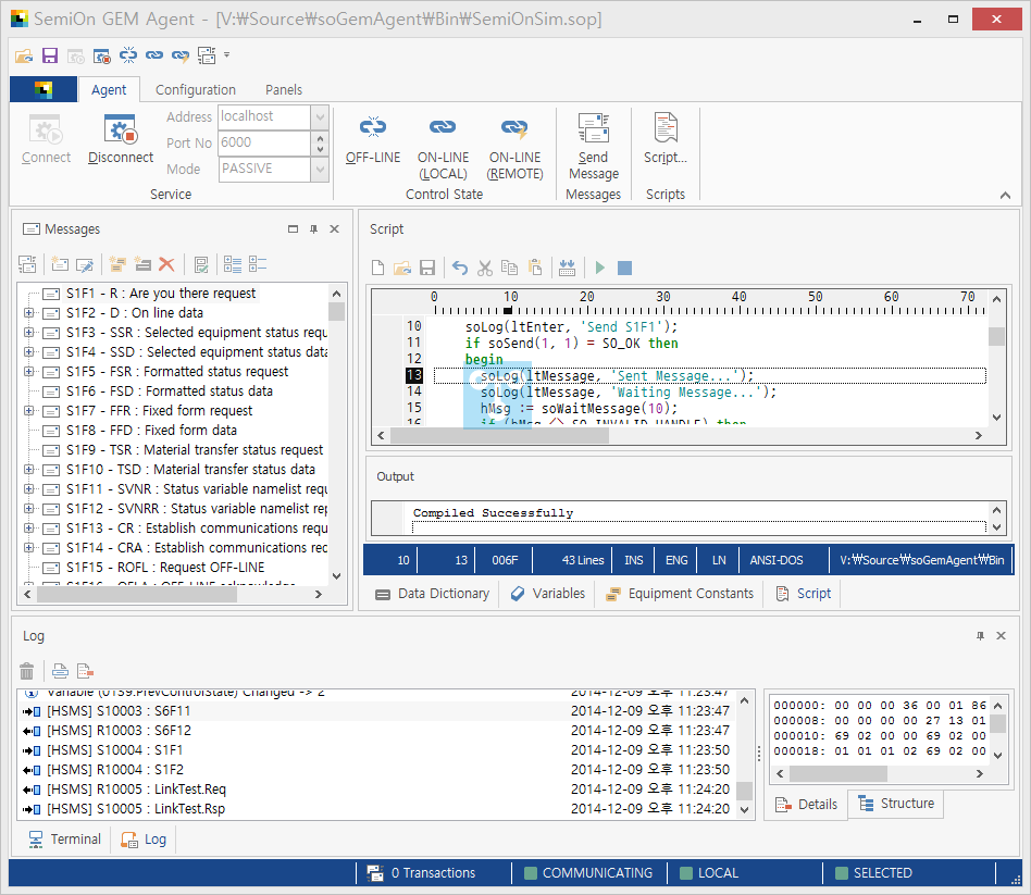 SemiOn SECS / HSMS / GEM Driver