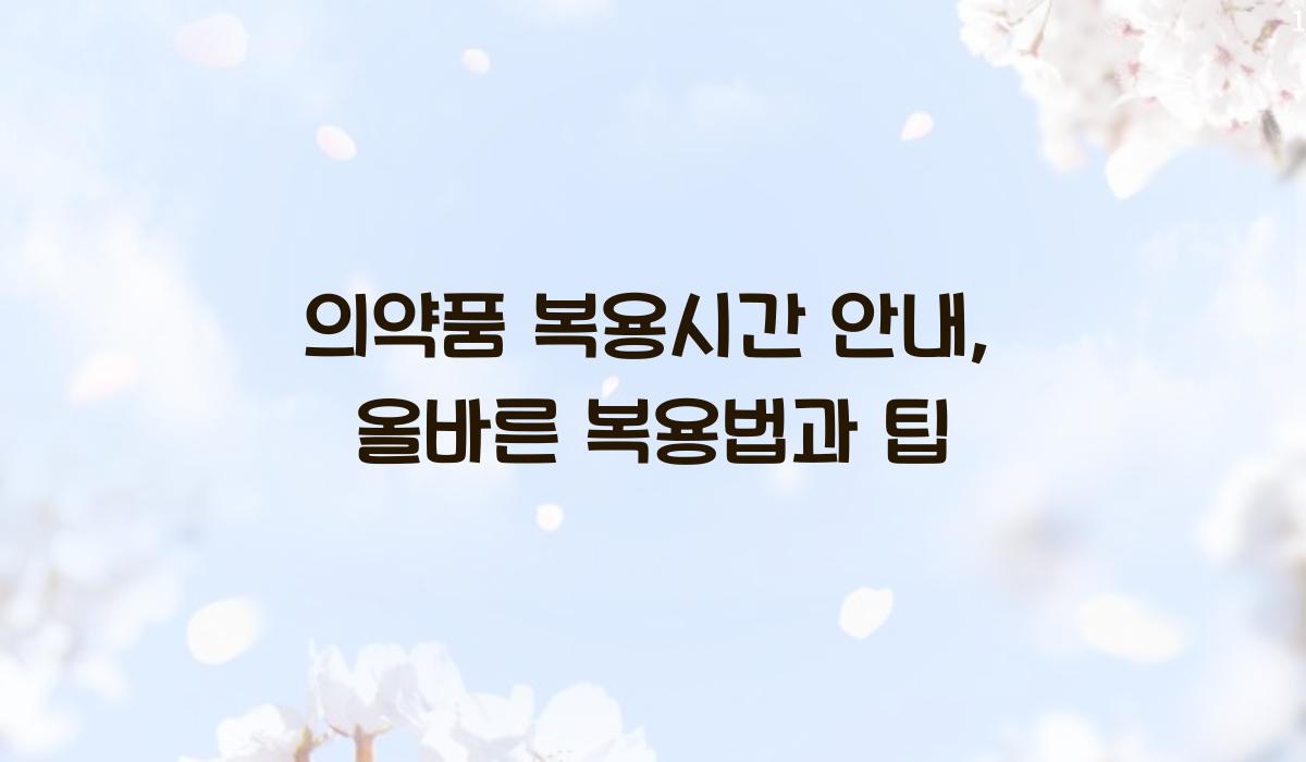 의약품 복용시간 안내