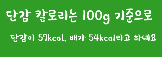 단감 칼로리는 100g 기준으로 단감이 57kcal, 배가 54kcal라고 하네요