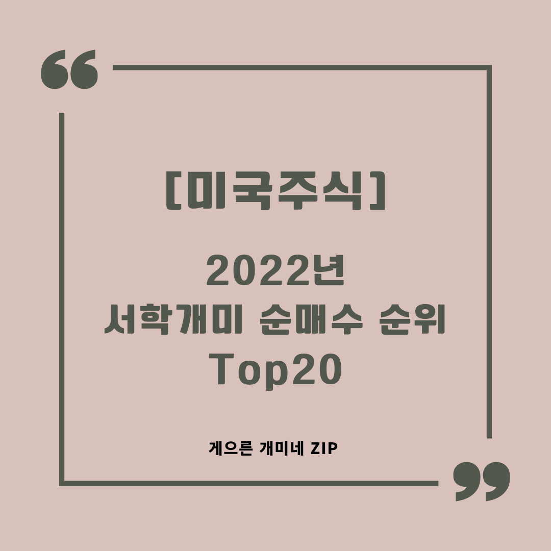 [미국주식] 2022년 서학개미 순매수 TOP20