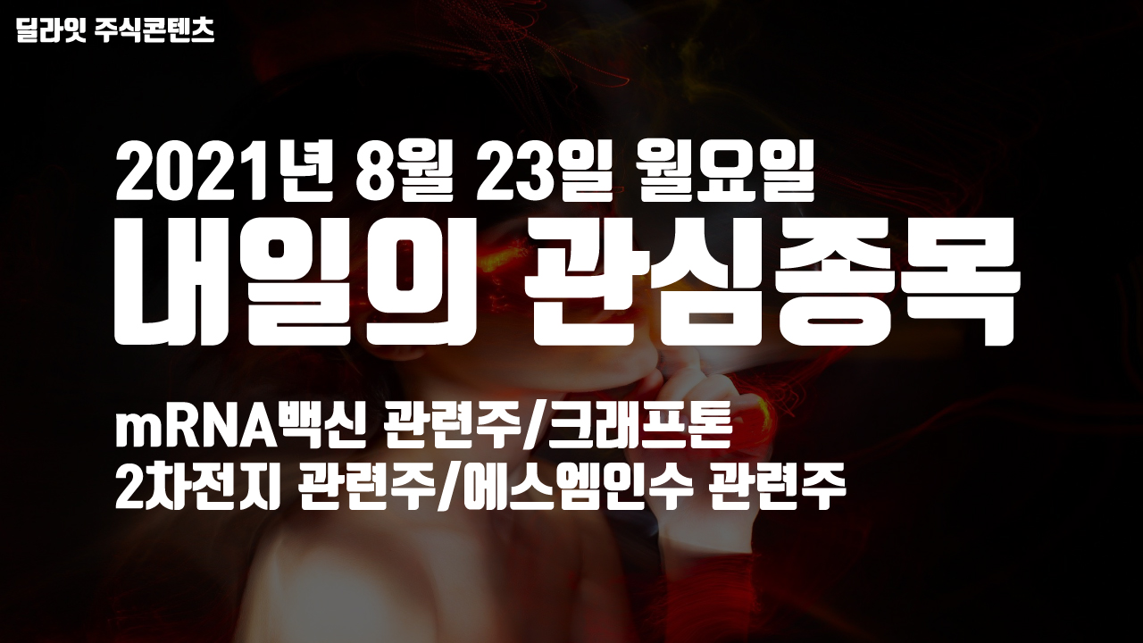  2차전지 관련주 - 2021년 8월 23일 내일의 관심종목