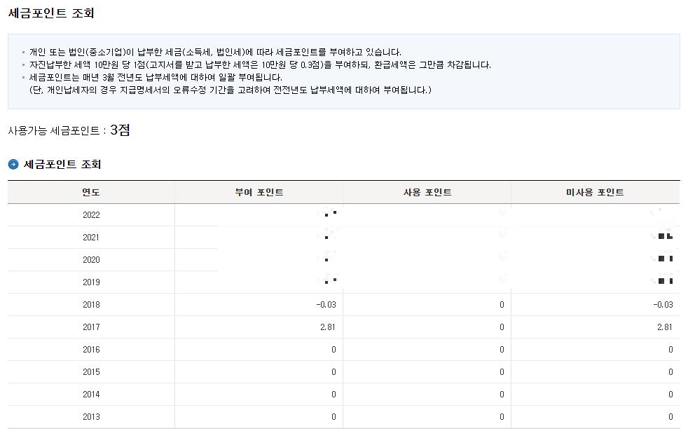 세금포인트조회