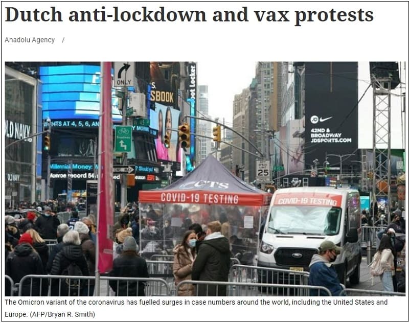 '독재 반대' 네덜란드 최대 백신 반대 시위 VIDEO: Dutch anti-lockdown and vax protests
