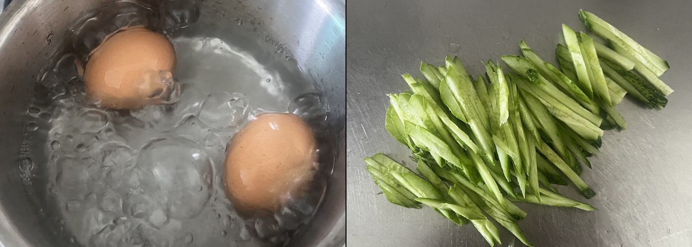 열무비빔국수만들기_계란삶기_오이썰기