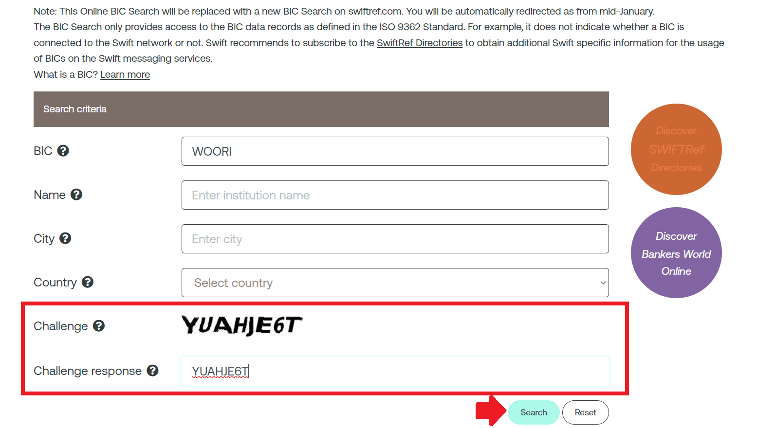 SWIFT 은행 식별 코드(BIC)