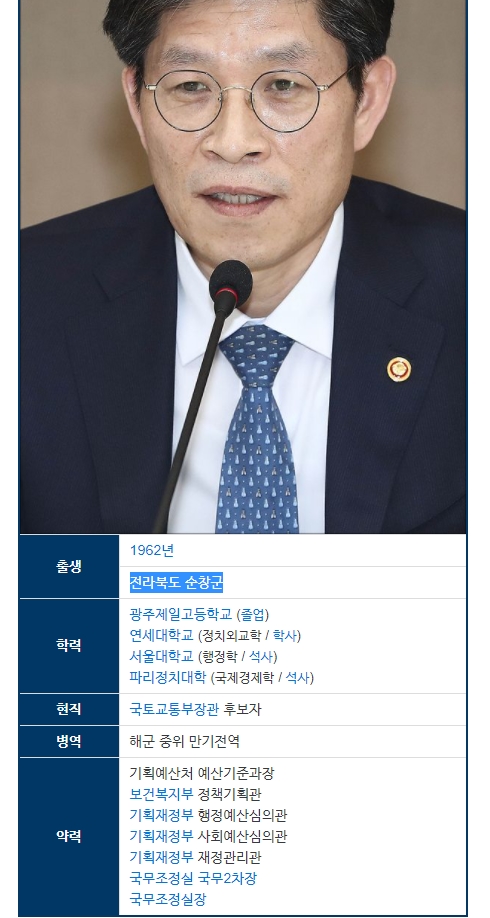  국토부장관 후보 노형욱 절도,아파트