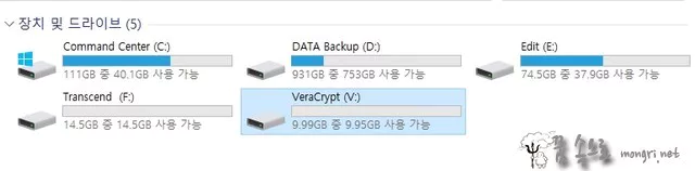 마운트된 베라크립트 드라이브