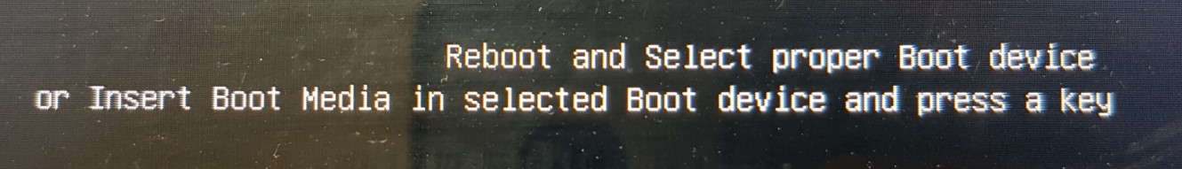 Reboot and Select proper Boot device-오류-화면