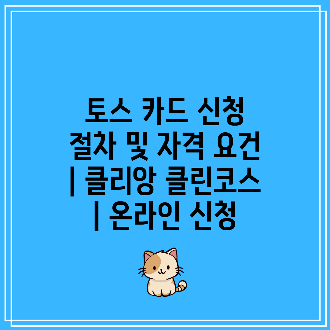 토스 카드 신청 절차 및 자격 요건  클리앙 클린코스 