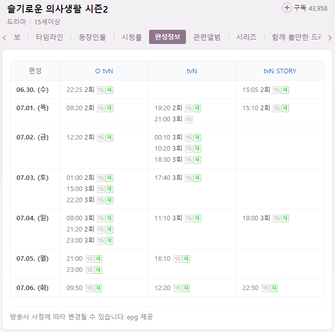 슬기로운-의사생활-시즌2-편성정보