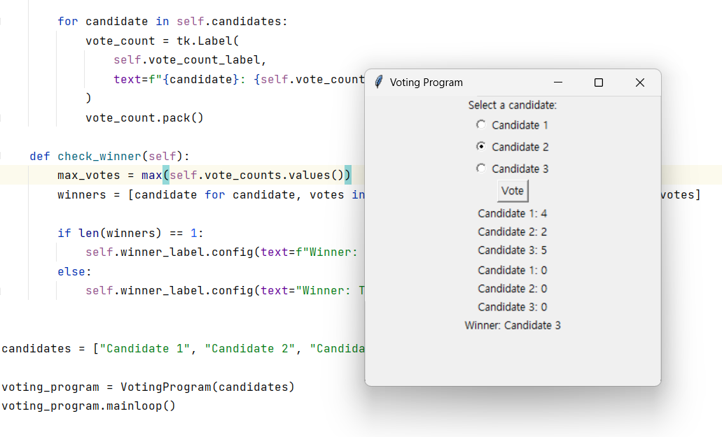 파이썬 투표 프로그램