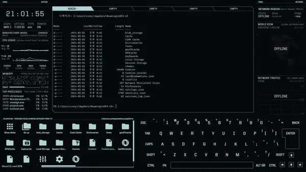 영화 속 해커 처럼 내 PC 를 꾸며보는 eDEX-UI 사용하기 캡처 9