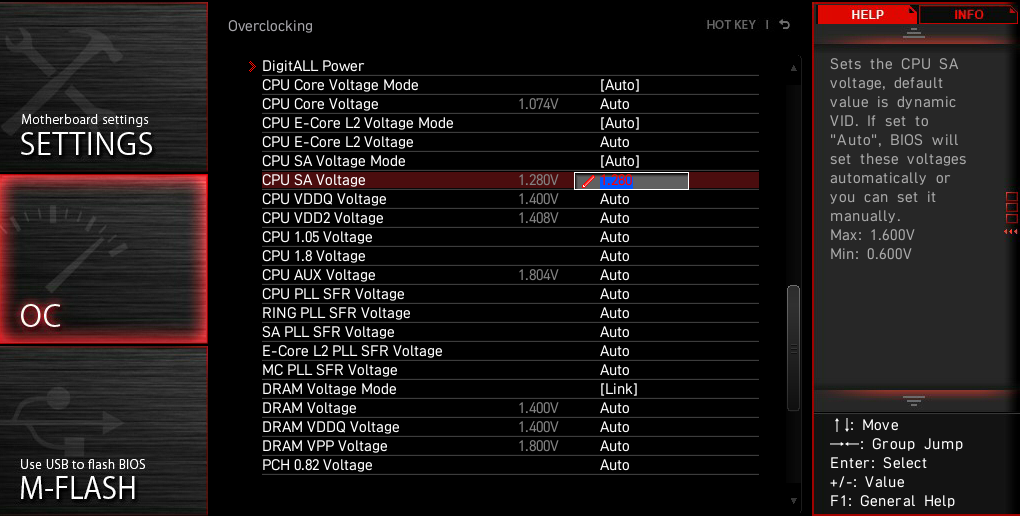 CPU SA Voltage