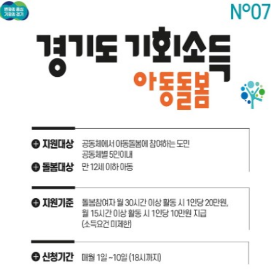 경기도 아동돌봄 기회소득 내용