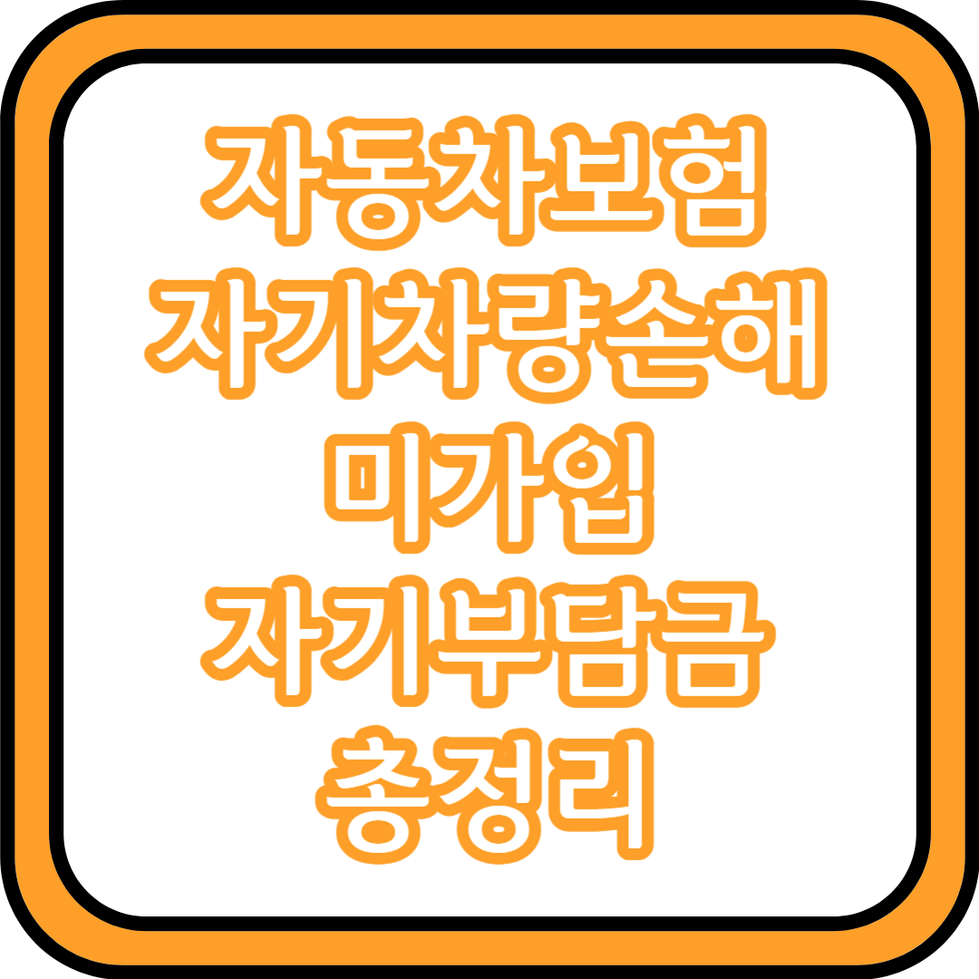  자동차보험 자기차량손해(자차) 미가입 자기부담금 총정리