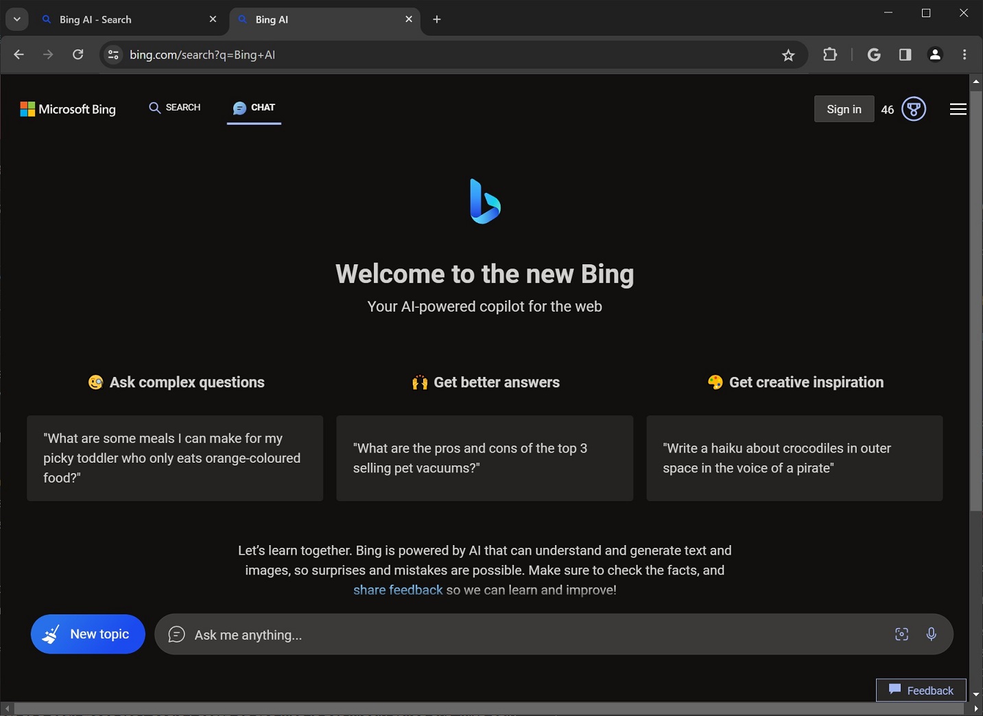 Windows 11 Bing AI가 어두운 모드로 Google Chrome용으로 출시되지만 제한 사항이 있습니다