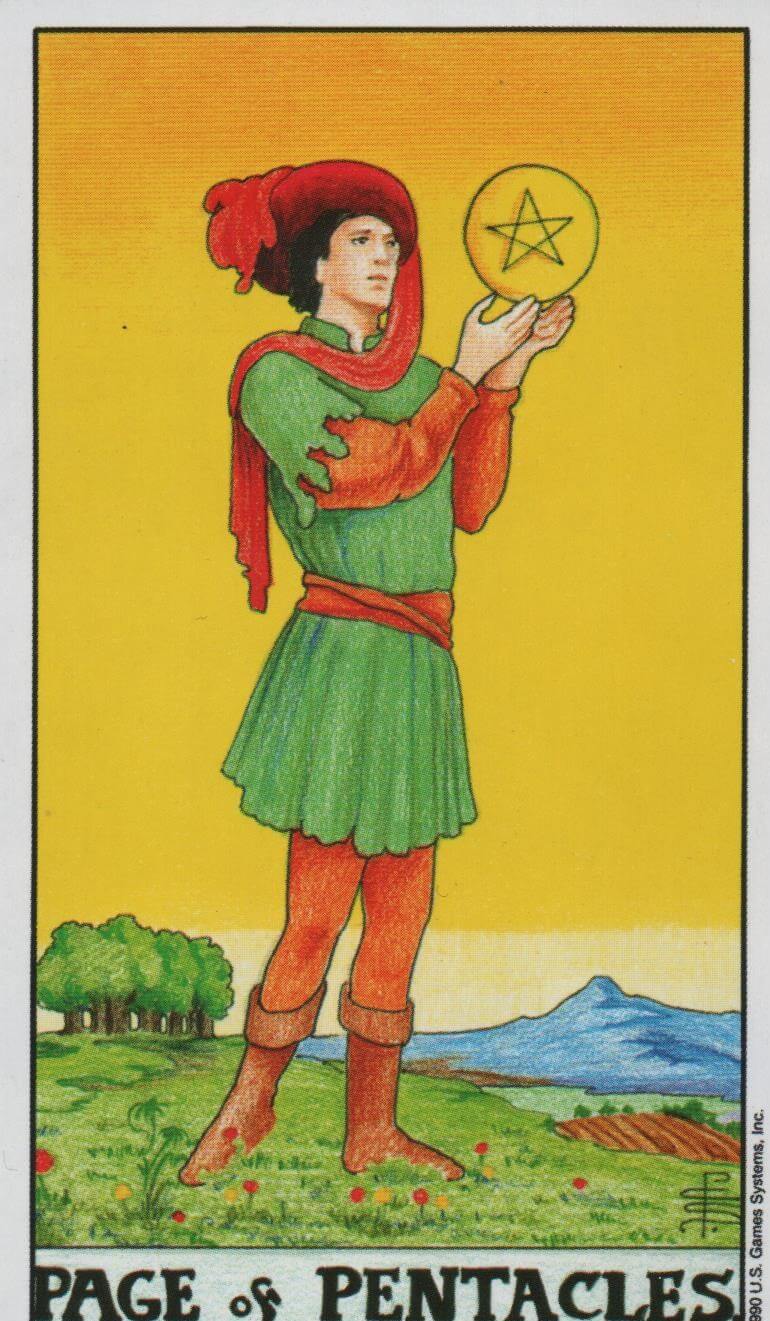  [타로해석] Page of Pentacles 펜타클 시종 카드 정방향/ 역방향 뜻, 의미, 상징