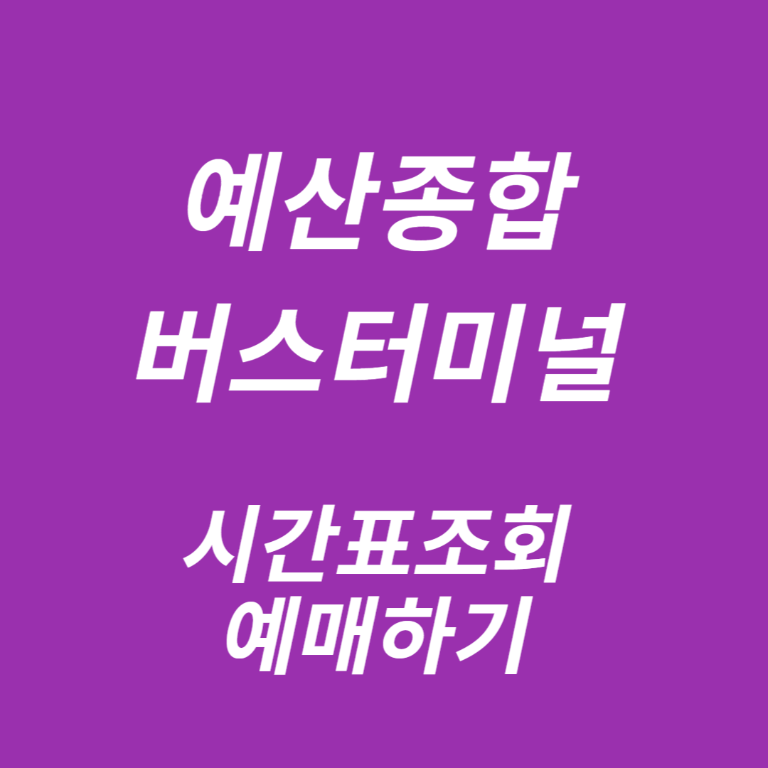 예산종합버스터미널 시간표조회, 예매