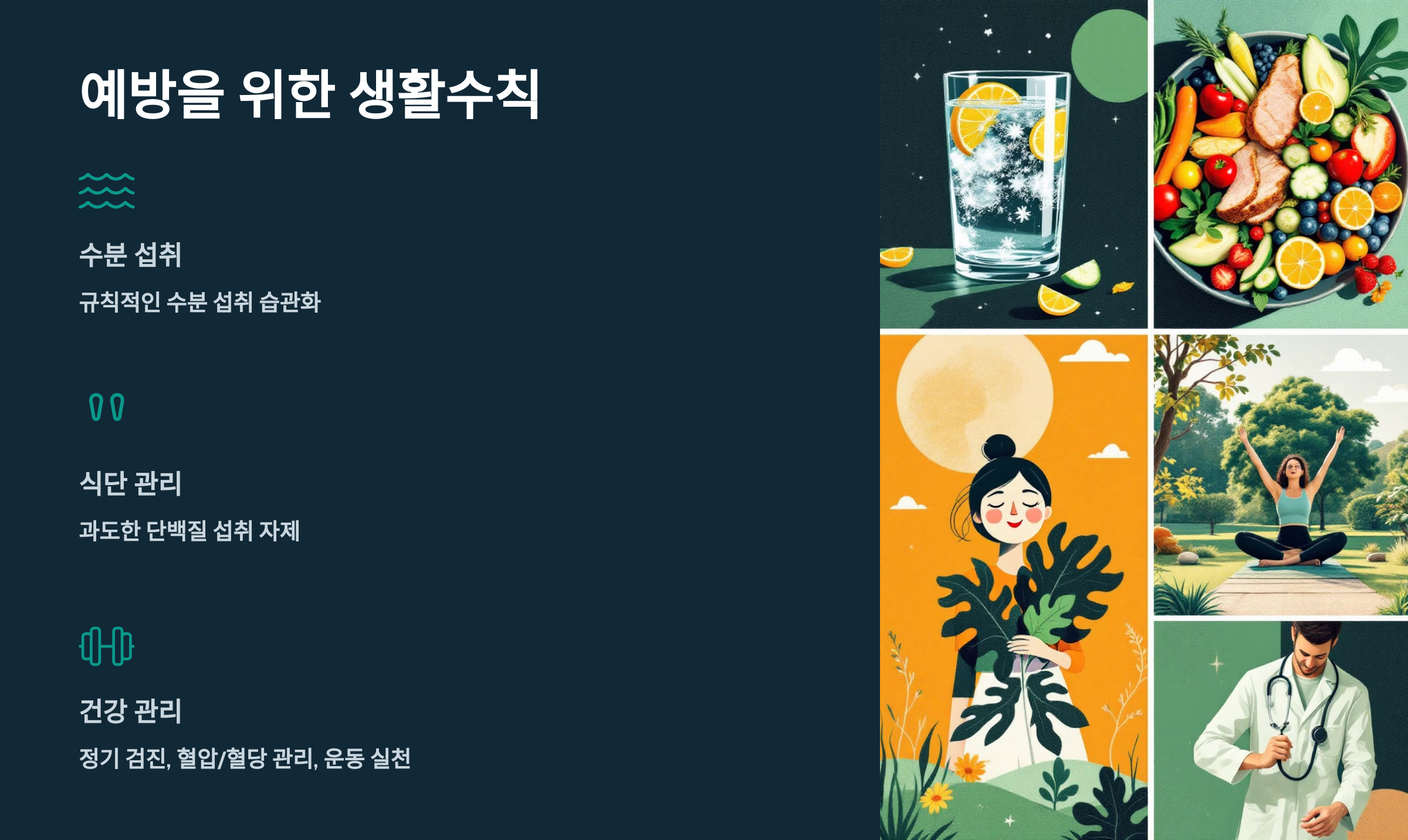 예방을 위한 생활수칙을 설명한 PPT 이미지