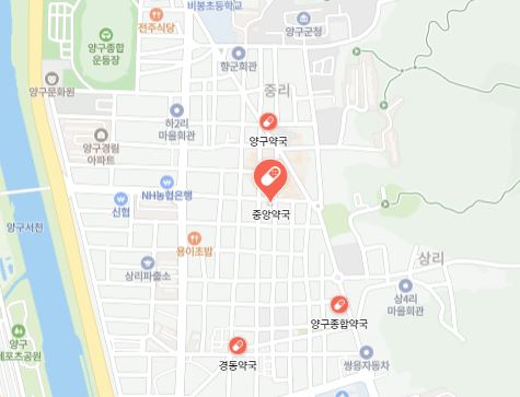 내 근처 24시간 약국 강원도 양구군 심야 야간 영업