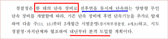 양방향 단속 카메라 확대 방안