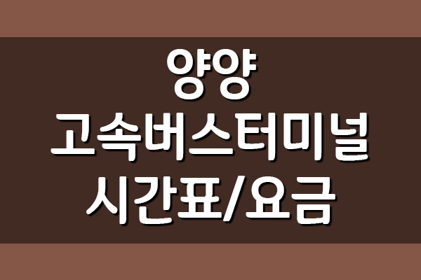 양양 고속버스터미널 시간표 및 요금표