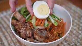  Korean Spicy Mixed Noodle with Kimchi / Bibimguksu with Samgyeopsal