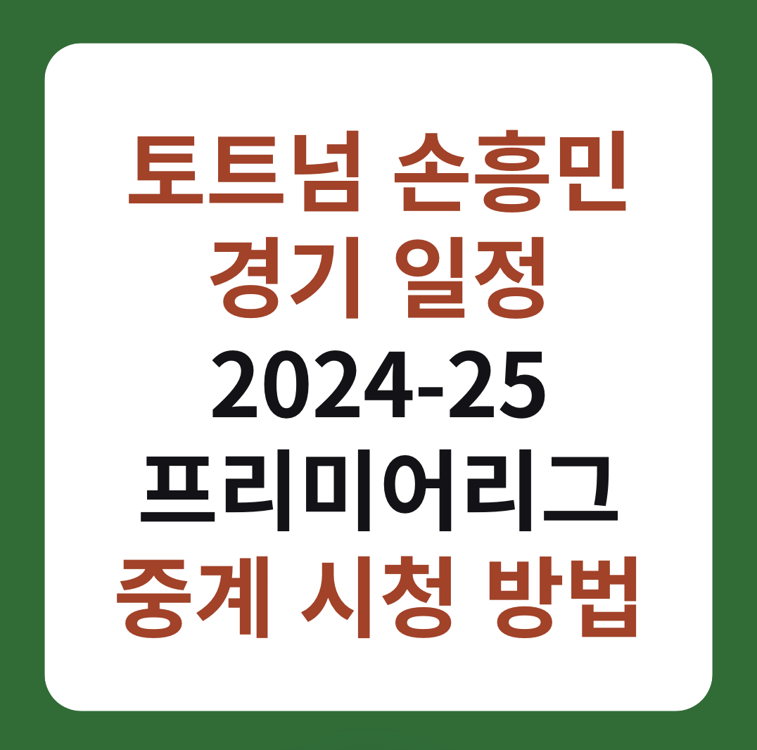 토트넘 손흥민 경기 일정 '2024-25 프리미어리그' 중계 채널 및 시청 방법 설명 이미지