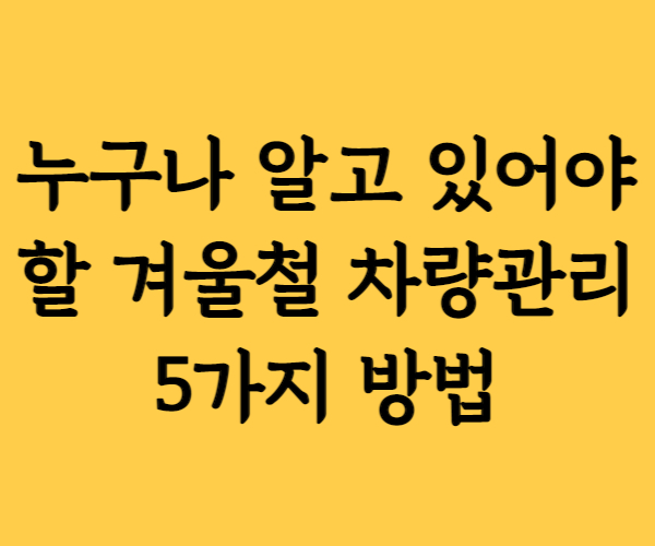 누구나 알고 있어야 할 겨울철 차량관리 5가지 방법