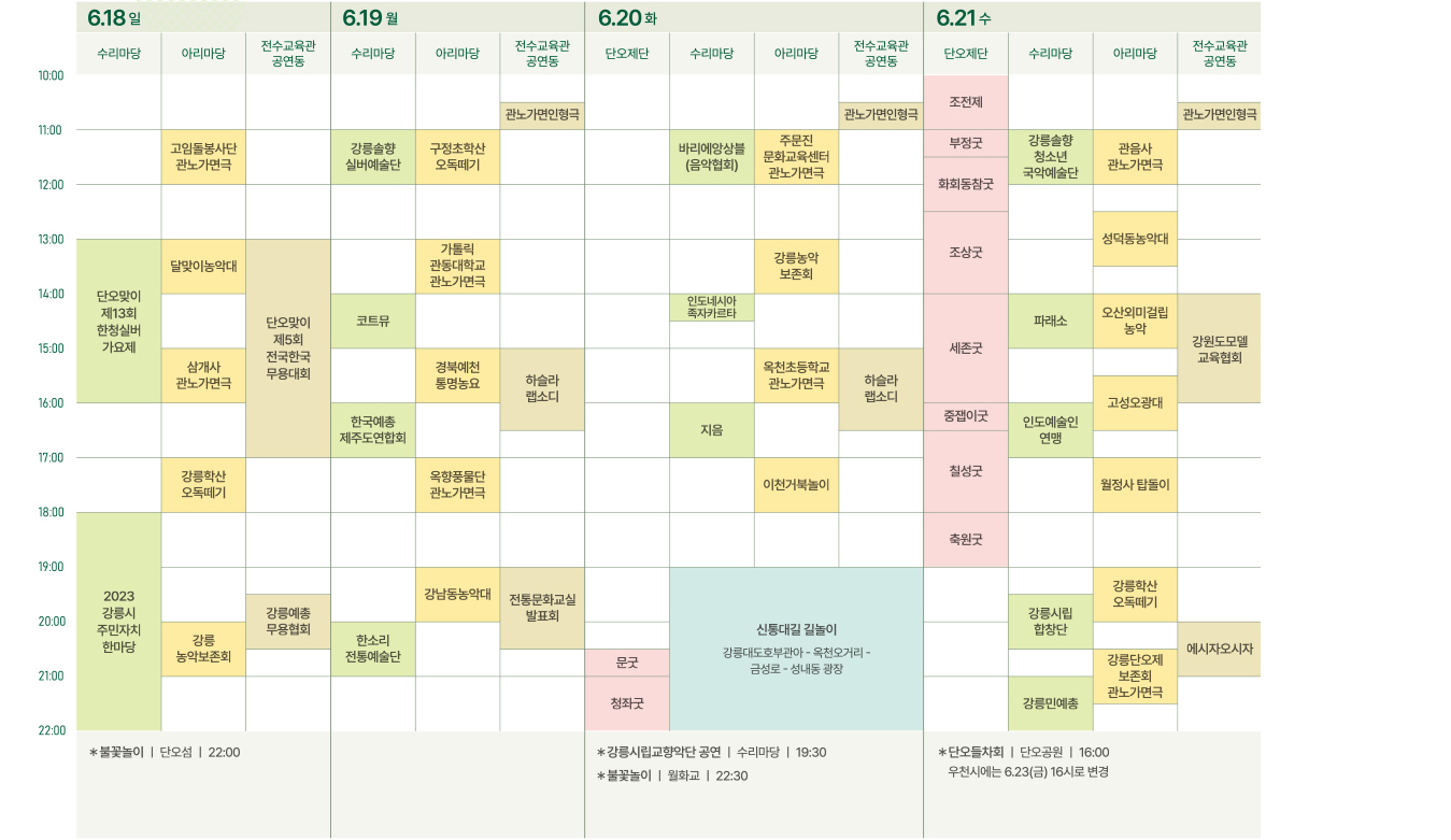 강릉단오제 전체 일정