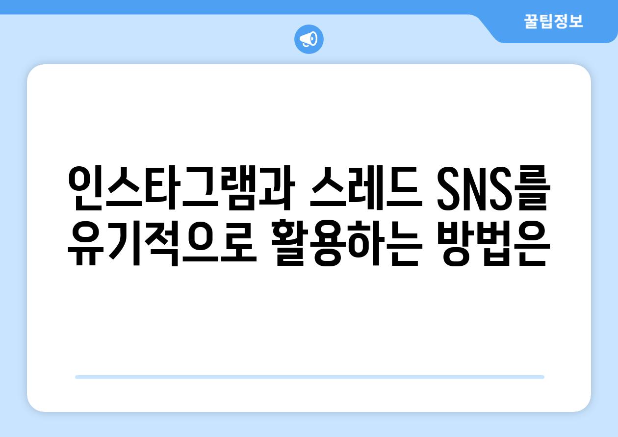 인스타그램과 스레드 SNS를 유기적으로 활용하는 방법은